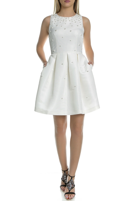 TED BAKER-Μίνι αμάνικο φόρεμα με πέρλες TED BAKER MILLIEA λευκό 